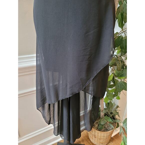 Casting Girl Dress Women Large Black Sleeveless High Low Sheer Evening Formal - Picture 5 of 13